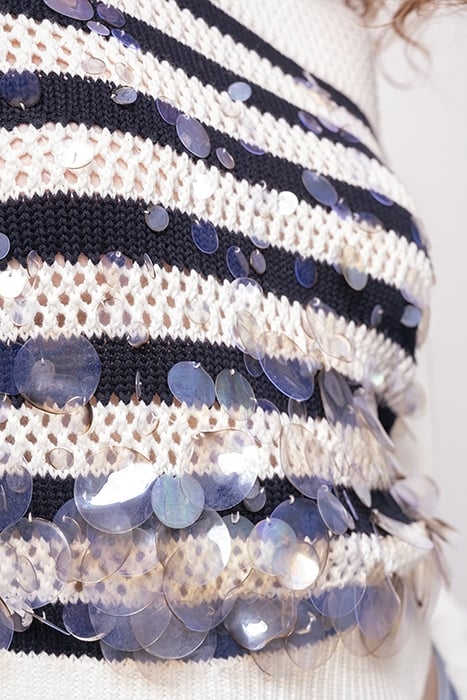 CARRENO MAGLIA RETE COTONE RIG ECRU/NAVY BLUE 4