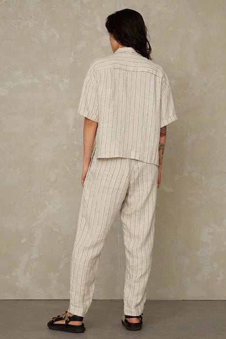 ATHALIE SHORT SLEEVE LINEN STRIPE RED 4