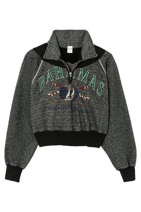 90S UPCYCLED CROP HALF ZIP ASSORTED BLACK 1