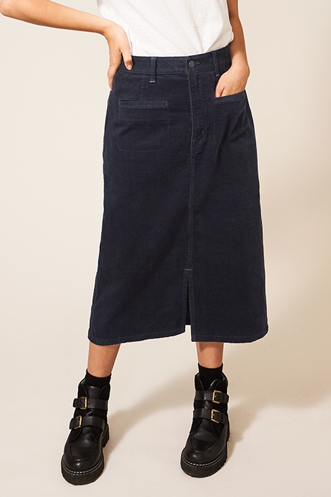 POPPY  CORD MIDI SKIRT DK GREY 2