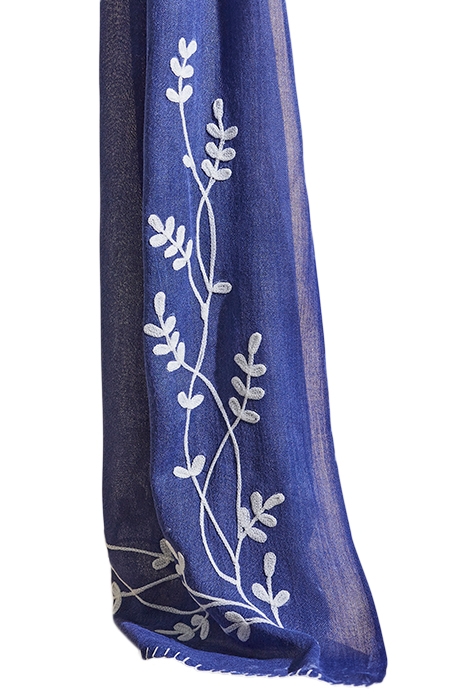 CRAFT FLORAL EMBROIDERY SCARF MID BLUE 2