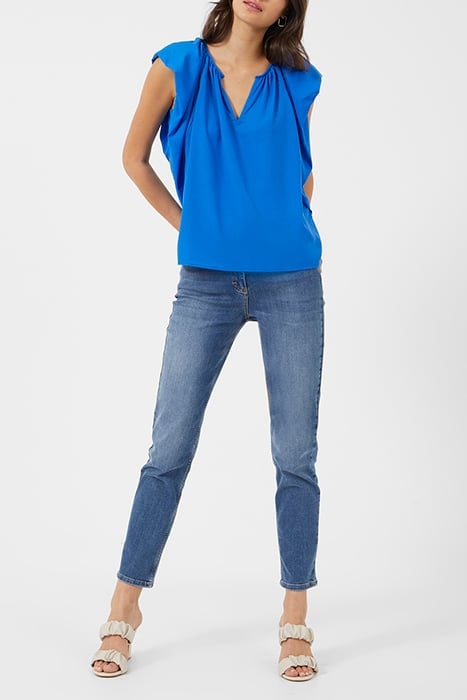 CREPE LIGHT V NECK BLOUSE NEBULAS BLUE 5