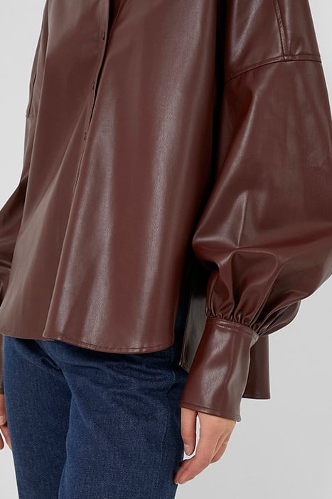 ETTA VEGAN LTH PUFF SLV BLOUSE BITTER CHOCOLATE 4