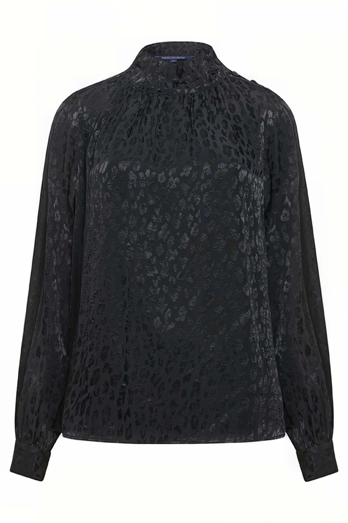 CARIA LEOP JACQ BUTTON NK TOP BLACK 1