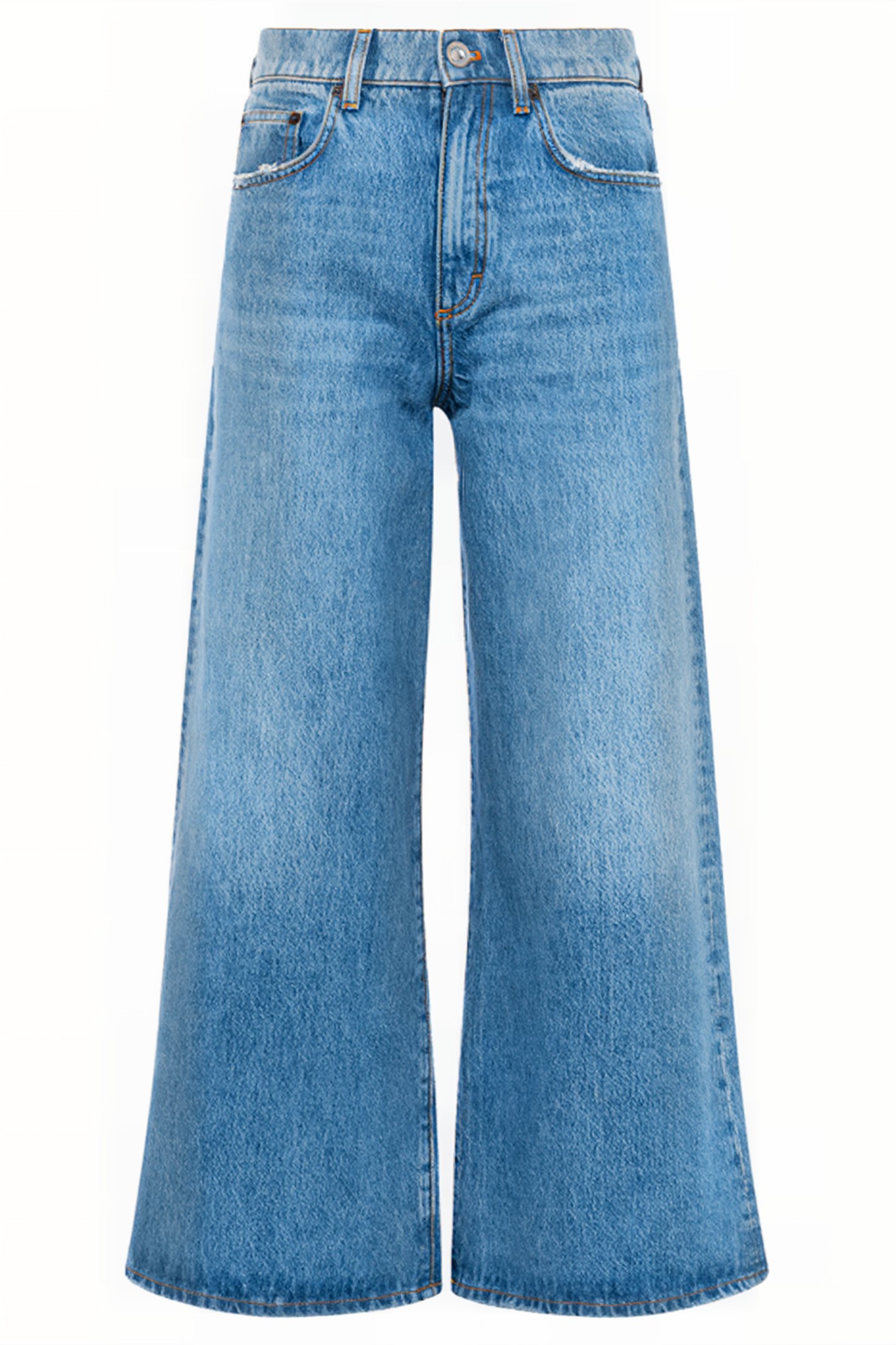 PIPPER DENIM CROPPED WIDE JEAN TROUSERS MID BLUE 1