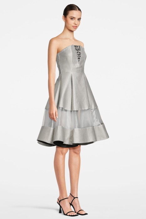 WOMEN‘S MIDI CORSET DRESS WITH SWAROVSKI CRYSTALS SILVER GRA 4