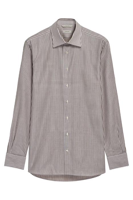 BROWN STRIPED SLIM FIT SHIRT 1