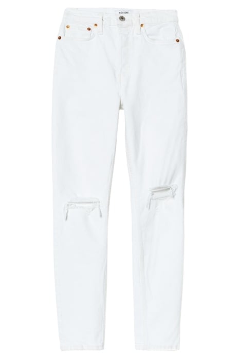 90S HIGH RISE ANKLE CROP WHITE DESTROYED 1