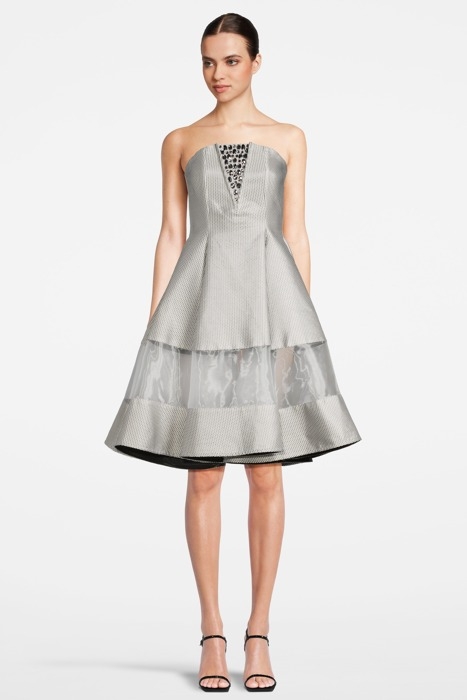 WOMEN‘S MIDI CORSET DRESS WITH SWAROVSKI CRYSTALS SILVER GRA 1