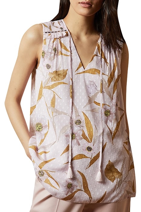 JIYLENA CABANA SMOCKED SLEEVELESS TOP LT-PINK 1