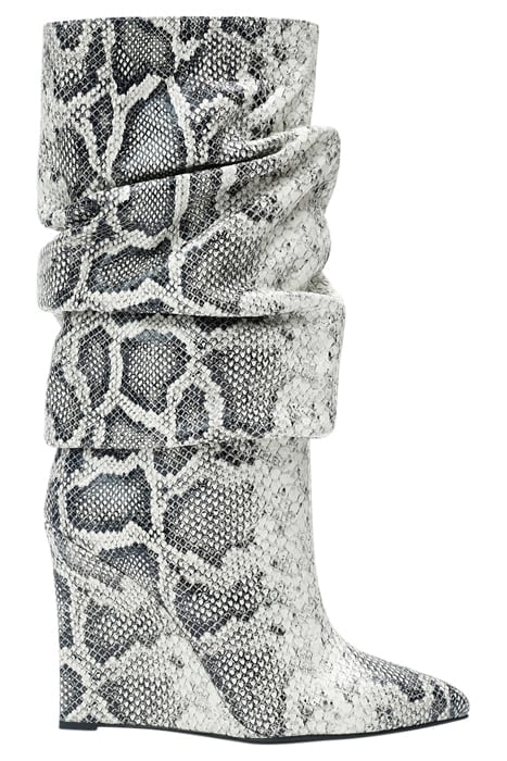 PYTHON-EMBOSSED WEDGE BOOTS WHITE SNAKE 1