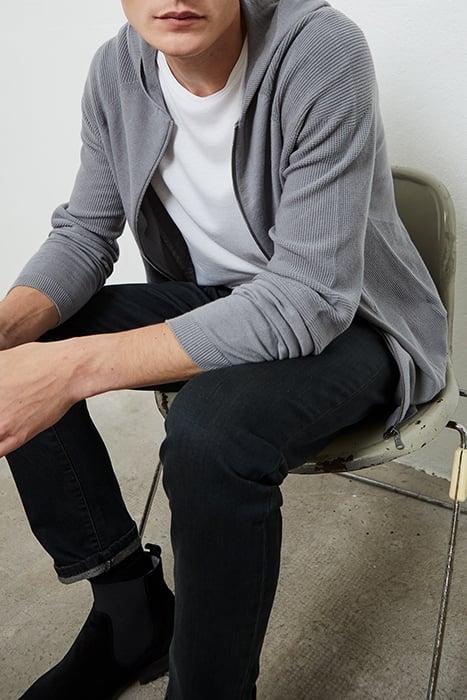 GREY MARL 3D KNIT HOODED CARDIGAN 4