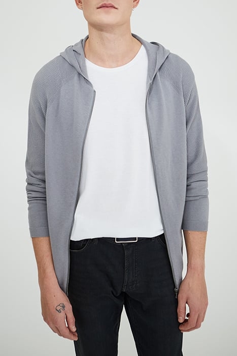 GREY MARL 3D KNIT HOODED CARDIGAN 1