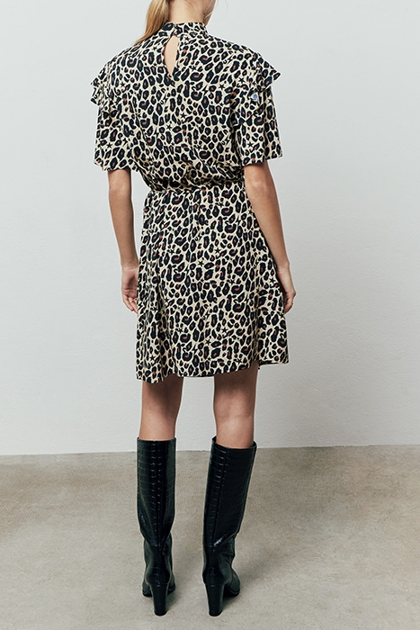 WOMEN'S LEOPARD AND STAR PRINT VISCOSE SHORT DRESS 3