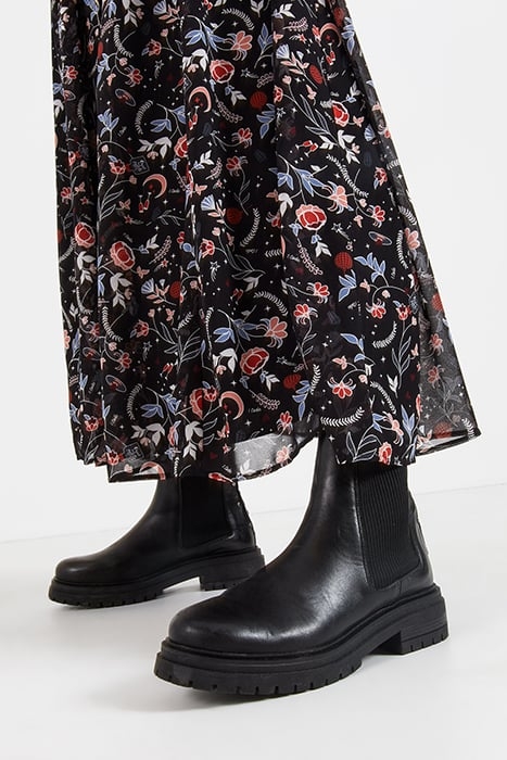 BLACK INDIAN FLOWER PRINT LONG DRESS 5