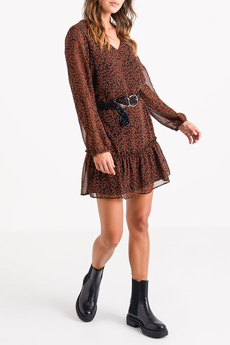 BLACK LEAF PRINT DRESS 4