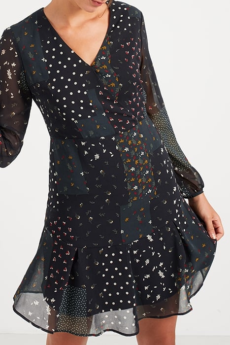 BLACK PATCHWORK PRINT DRESS 4