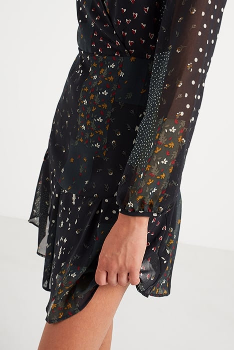 BLACK PATCHWORK PRINT DRESS 5