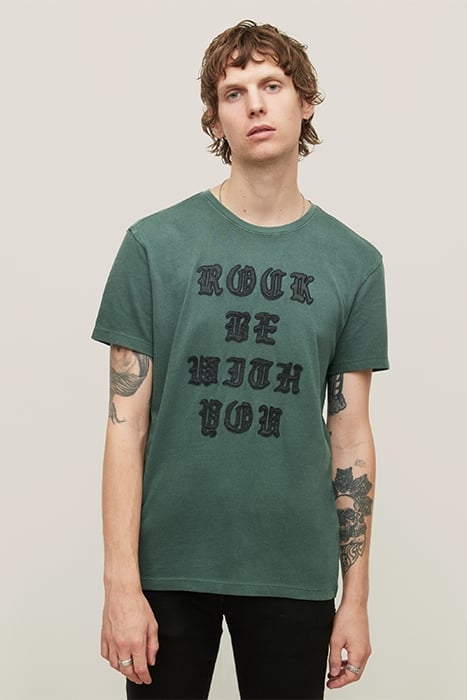 SS RAW EDGE TEE - ROCK BE WITH YOU DARK MOSS 1