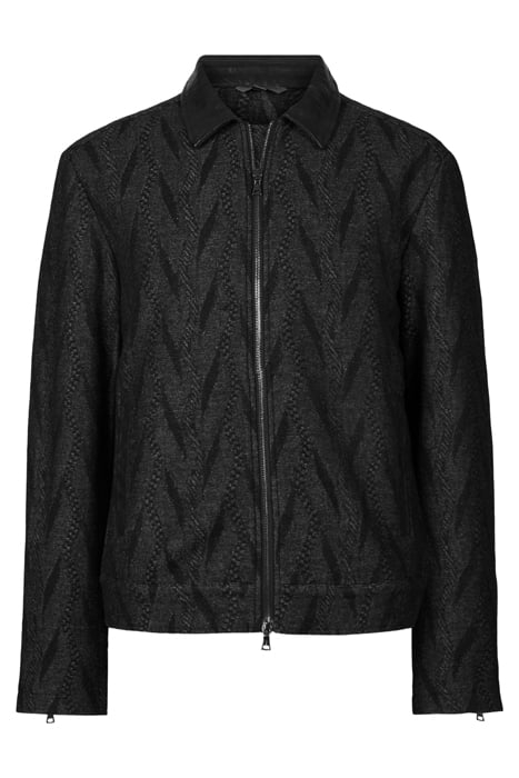 BERGEN REGULAR FIT LS ZIP FRONT JACKET WITH LEATHE BLACK 4