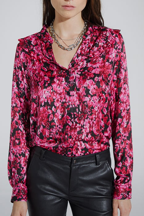 PINK FLORAL PRINT VISCOSE SILK BLOUSE 1