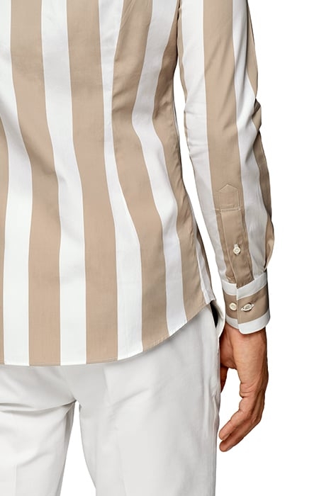 LIGHT BROWN STRIPED EXTRA SLIM FIT SHIRT 7