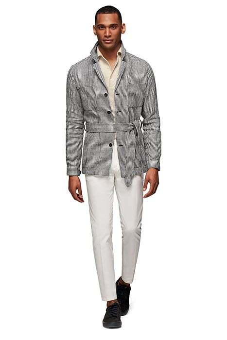 BLACK HOUNDSTOOTH BELTED SAFARI JACKET 3