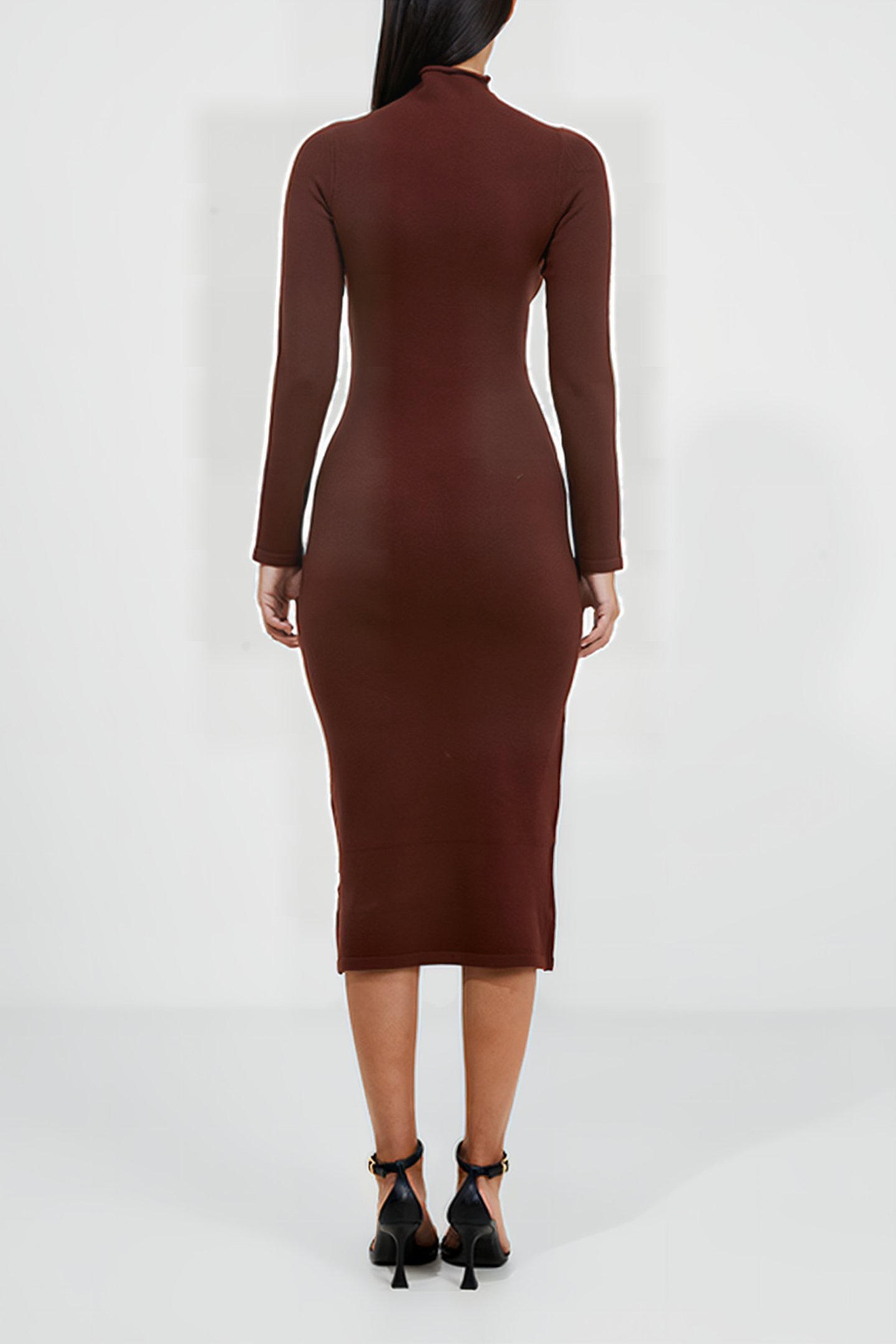 BABYSOFT ROLL NECK DRESS BITTER CHOCOLATE 3