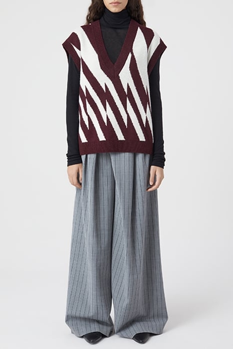 WOMEN V NECK VEST KNITS DARK RAISIN 3