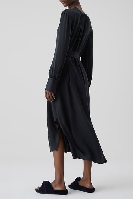 WOMEN GATHERED TUNIC DRESS DRESSES BLACK 2