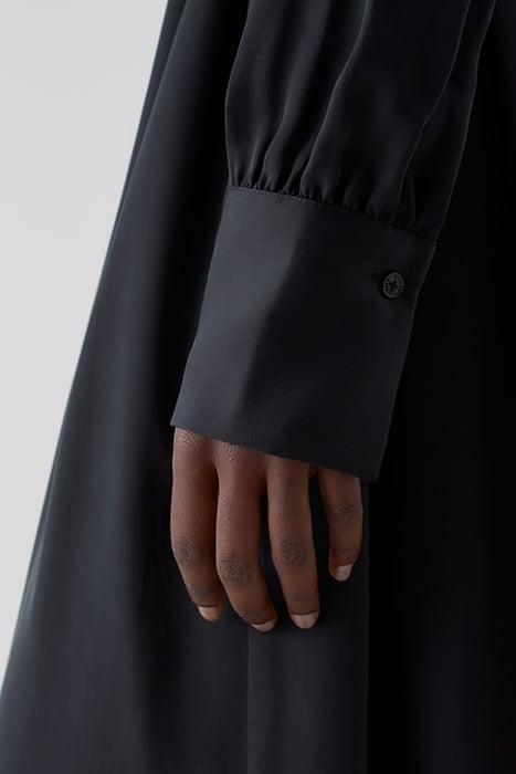 WOMEN GATHERED TUNIC DRESS DRESSES BLACK 5