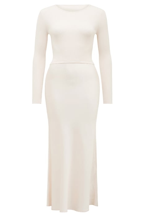 ALICIA LONG SLEEVE SATIN MIX KNIT DRESS CREAM 5