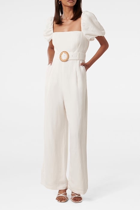 HAVEN PETITE LINEN JUMPSUIT PORCELAIN 1