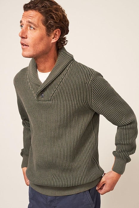 SHAWL NECK RIB JUMPER DARK GREEN 3