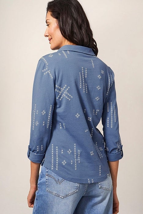 ANNIE EMBROIDERED JERSEY SHIRT BLUE MULTI 2