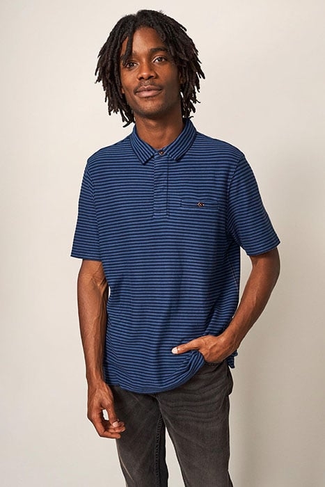 BURSTON STRIPED SS POLO DARK NAVY 1