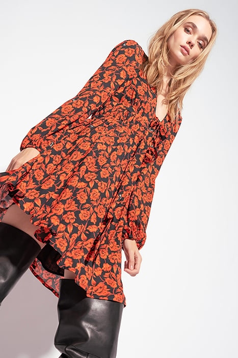 ALTAVELA ABITO CREPE STAMPA FI BLACK/RED MULTI 5