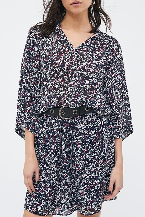 NAVY TACHIST PRINT SHORT DRESS 1