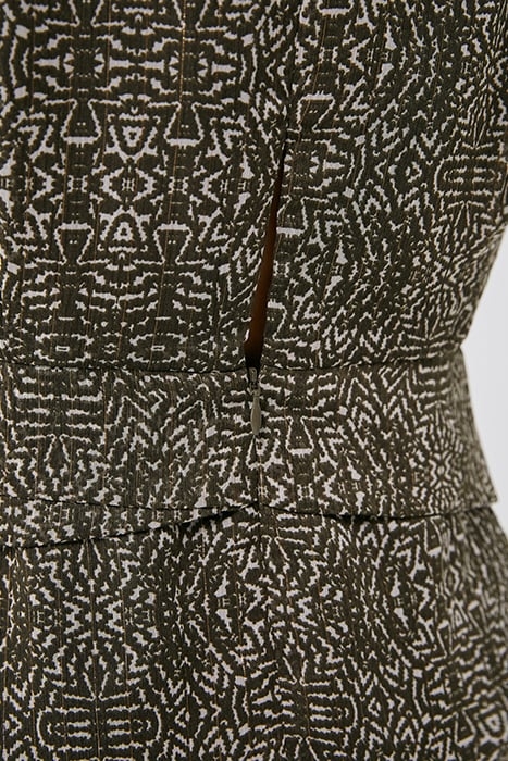 KHAKI ETHNIC PRINT DRESS WITH CROSSOVER WAIST 5