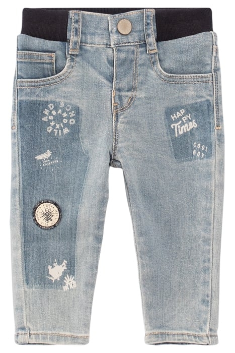 BABY BOYS’ BLUE JEANS WITH PRINT AND BADGE 1