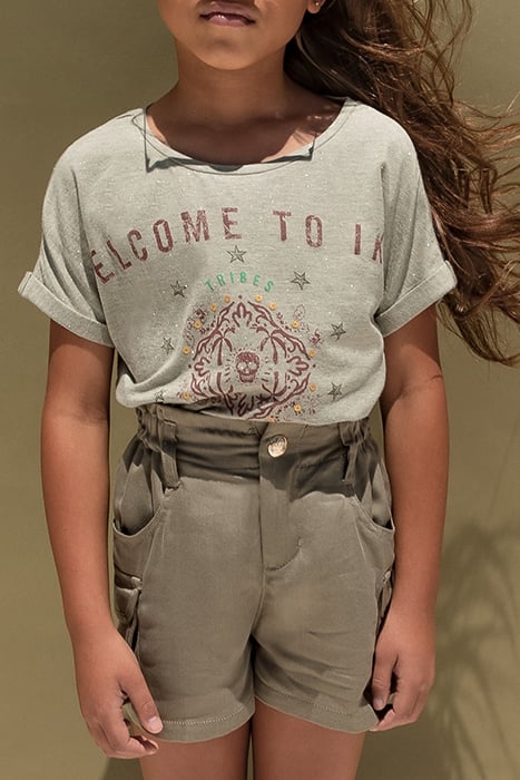 GIRLS' KHAKI LENZING™ TENCEL LYOCELL™SHORTS 3