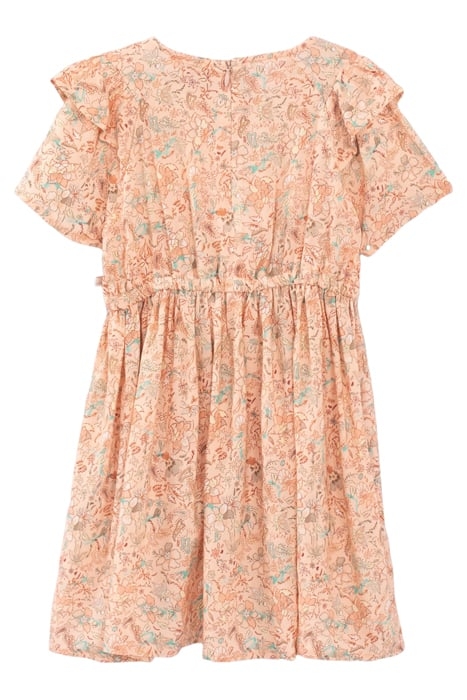 GIRLS’ PEACH FLORAL PRINT LENZING™ ECOVERO™ VISCOSE DRESS 2