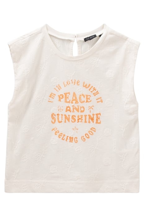 GIRLS’ WHITE SLOGAN AND EMBROIDERY T-SHIRT 1