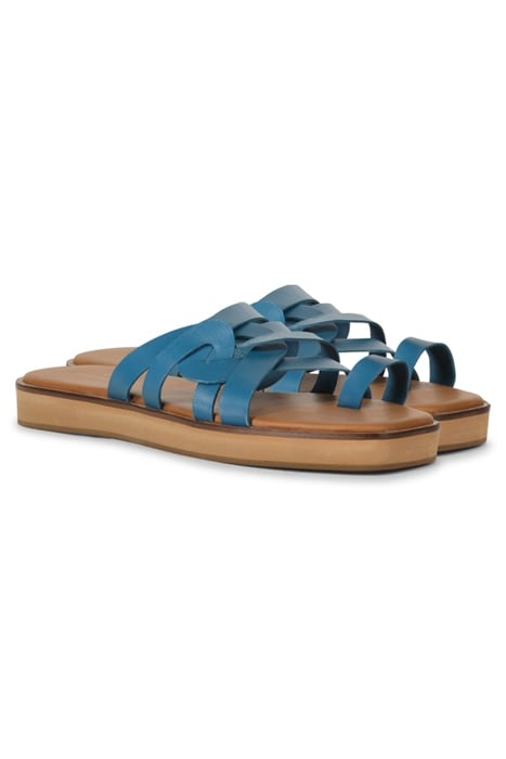TRIANGLE STRAPS LEATHER SANDAL AZURE 1