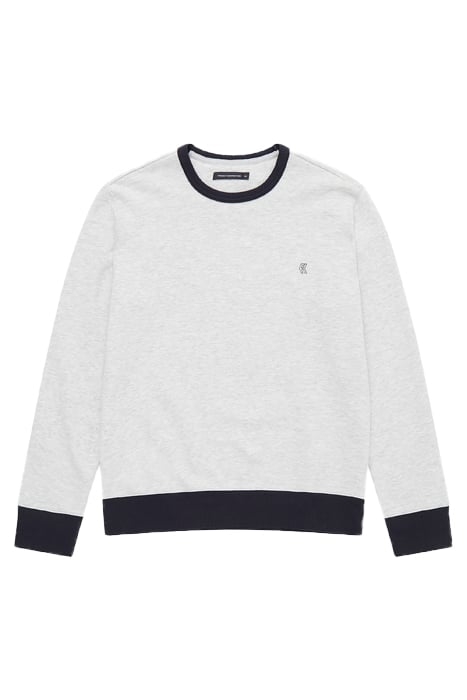 CONTRAST CREW NECK SWEATER LGT GREY MEL/DK NAVY 3