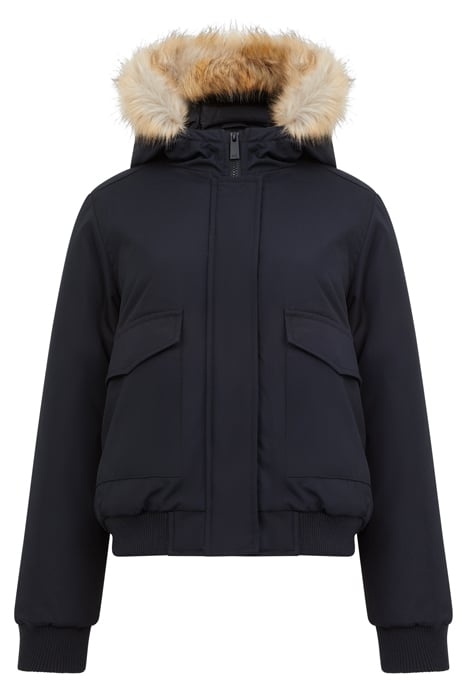 FAUX FUR TRIM HOODED PADDED PARKA JACKET BLACK 3