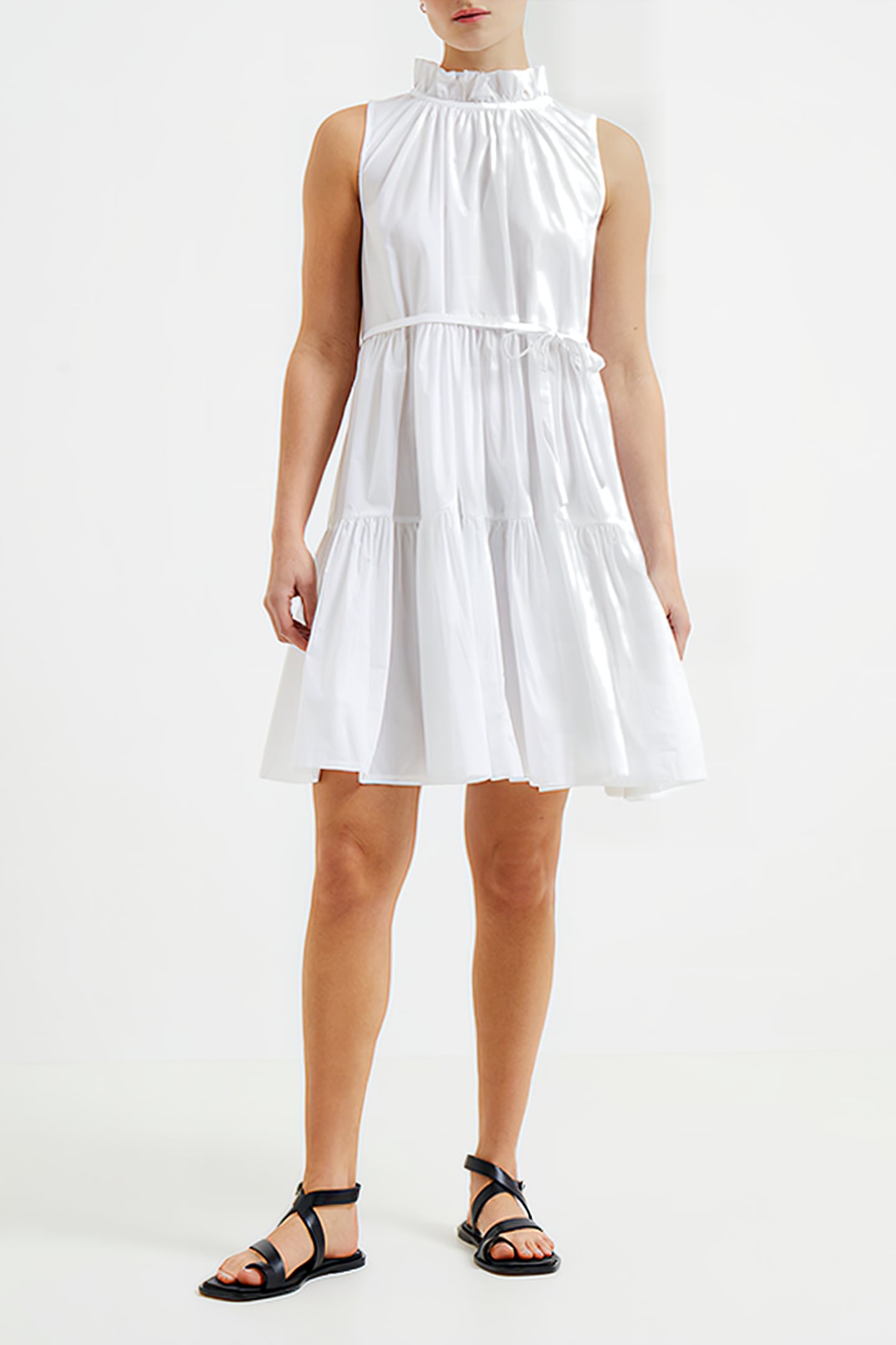 RHODES CONSCIOUS POPLIN SLEEVELESS DRESS LINEN WHITE 1