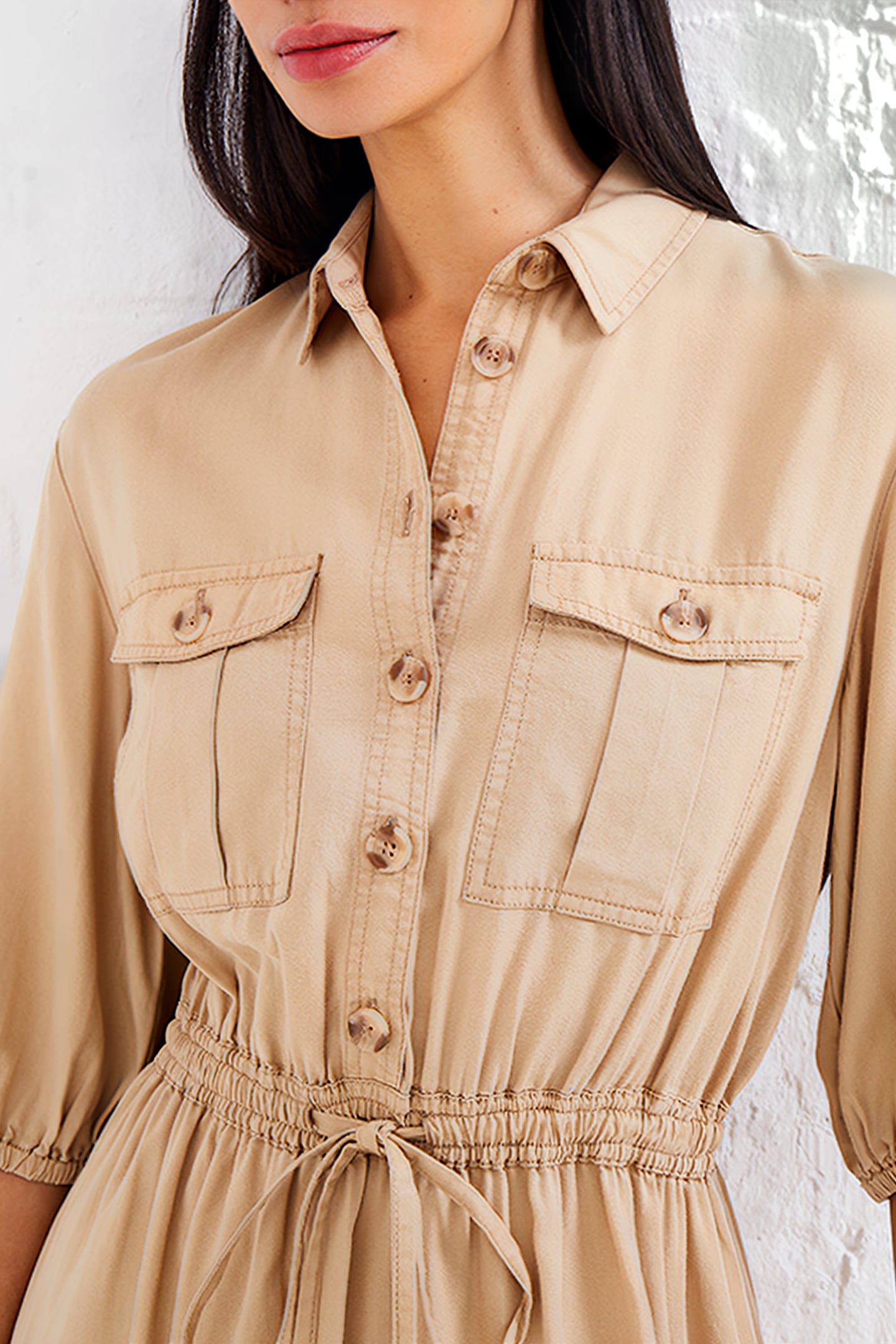 ELKIE TWILL DRAWSTRING DRESS INCENSE 4