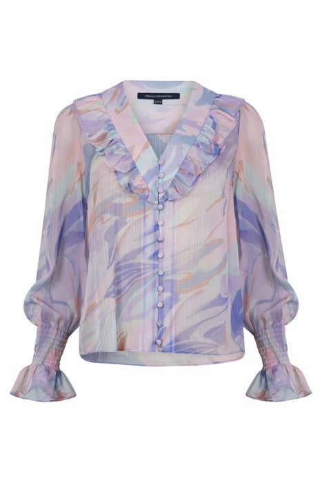 DALLA RECYCLED HALLIE SHEER FRILL TOP BAJA BLUE 3