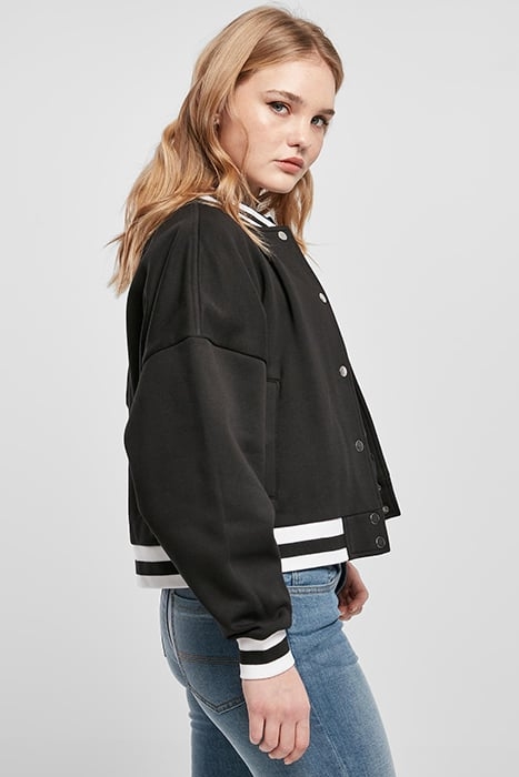 LADIES OVERSIZED COLLEGE SWEAT JACKET BLACK 5